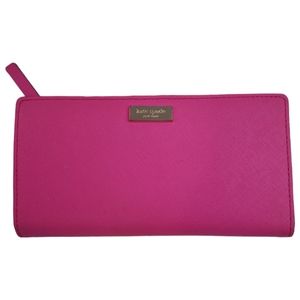 Kate Spade Darcy Slim Bifold Wallet Vibrant Pink Rainbow Fabric Interior